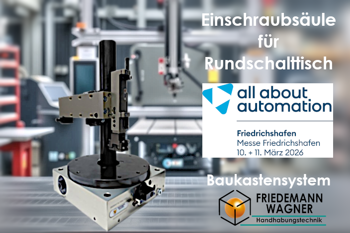 Messeexponat Einschraubsäule Rundschalttisch mit montierten Modulen