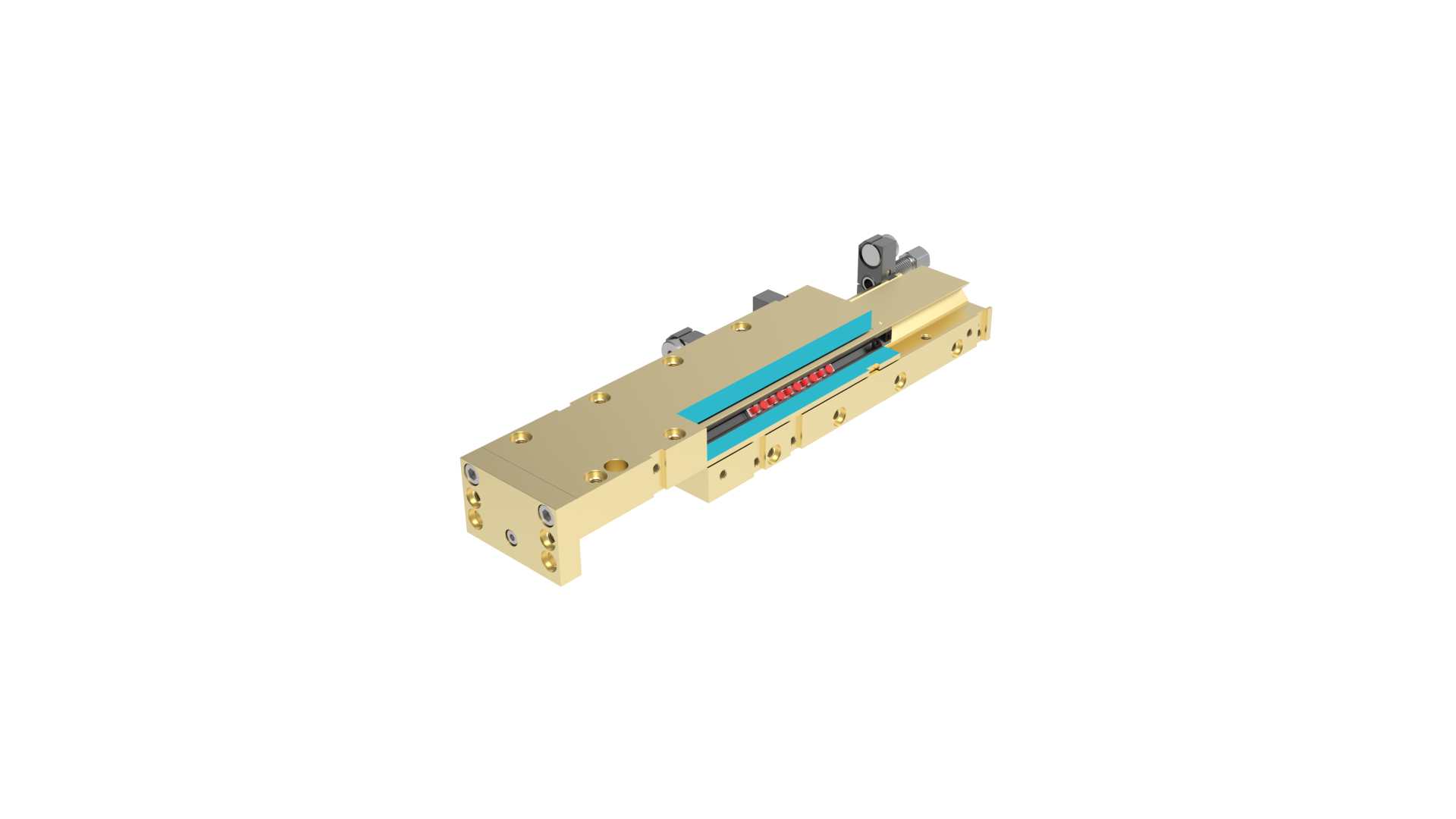Schnittbild aus Animation -pneumatischer Linearschlitten mit Kreuzrollen LSK-6