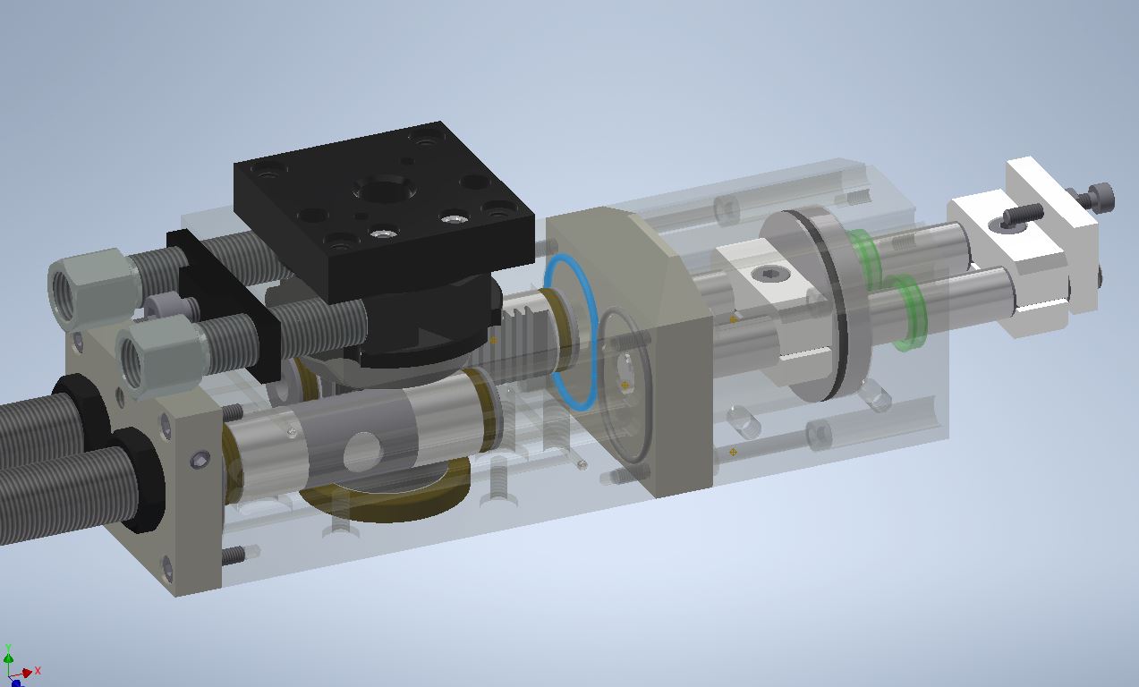 3D-Ansicht Schwenkantrieb SE-4 mit angedocktem Zusatzmodul "Zwischenposition"