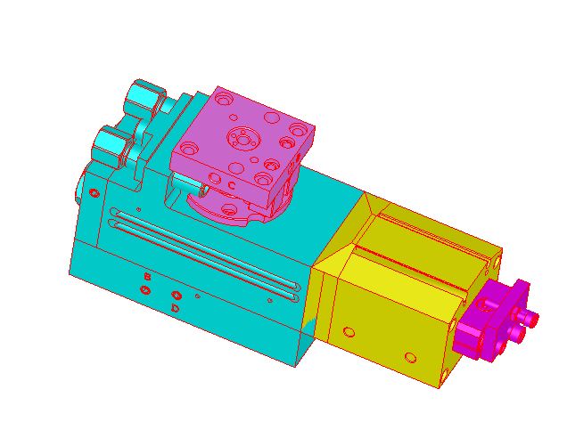 3D-Ansicht Schwenkantrieb SES-4 mit angedocktem Zusatzmodul "Zwischenposition"
