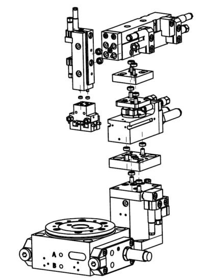 Baukastensystem mit Rastermaß und Zentrierringen - Skizze modulares Fügen