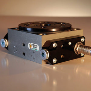 Pneumatischer Rundschalttisch RSE-3 rechtsdrehend, mit hydraulischer Dämpfung und integrierter Drossel