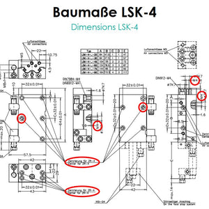 Zeichnung Zentrierbohrungen bei Linearschlitten LSK-4